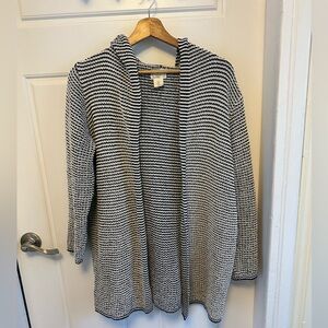 Artelier Nicole Miller Open Front Hooded Heavyweight Knitted Cardigan Sweater